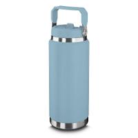 Garrafa Térmica Azul Em Aço Inox 900ml Com Alça - Parede Dupla E Isolamento Térmico - 1