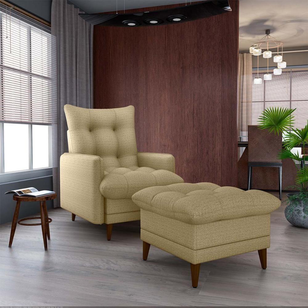 Poltrona De Amamentação Com Puff Montreal Suede Areia Matrix Linho Areia - 9