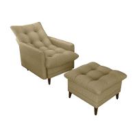 Poltrona De Amamentação Com Puff Montreal Suede Areia Matrix Linho Areia - 2