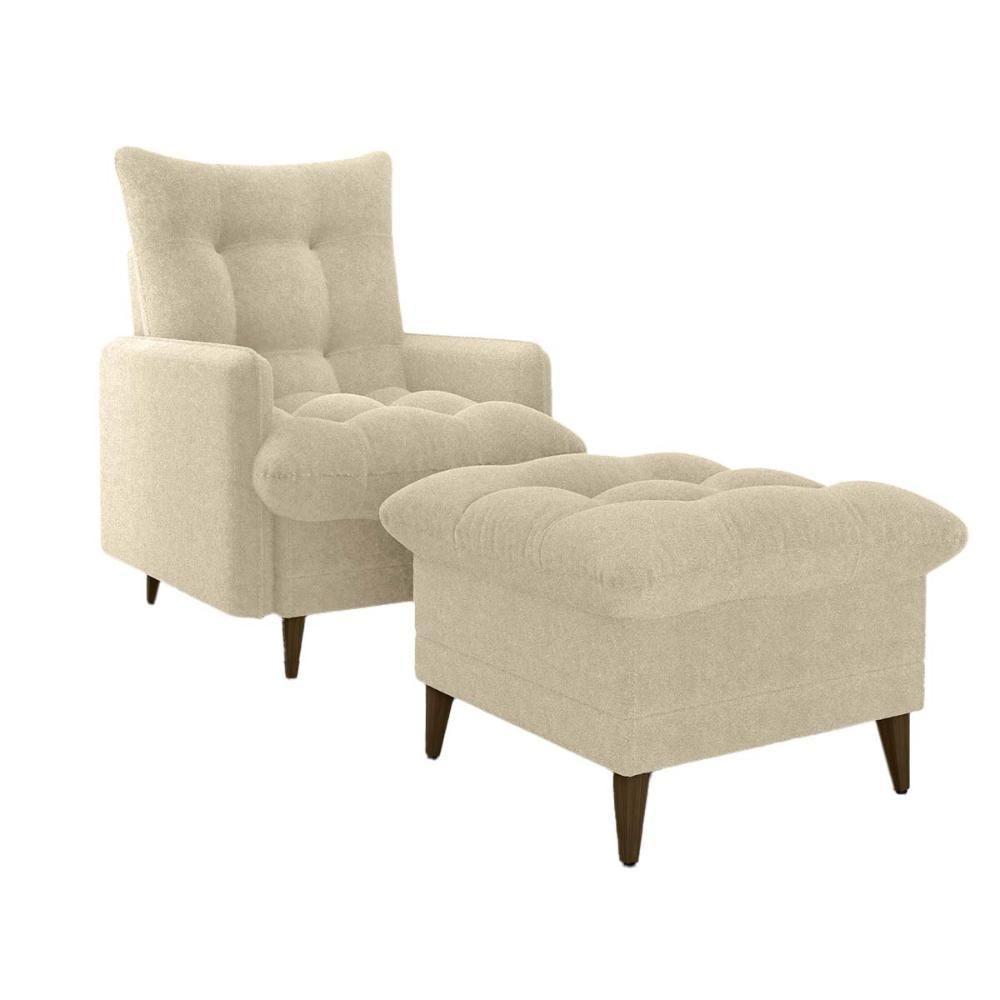 Poltrona De Amamentação Com Puff Montreal Suede Bege Matrix Boucle Bege - 1