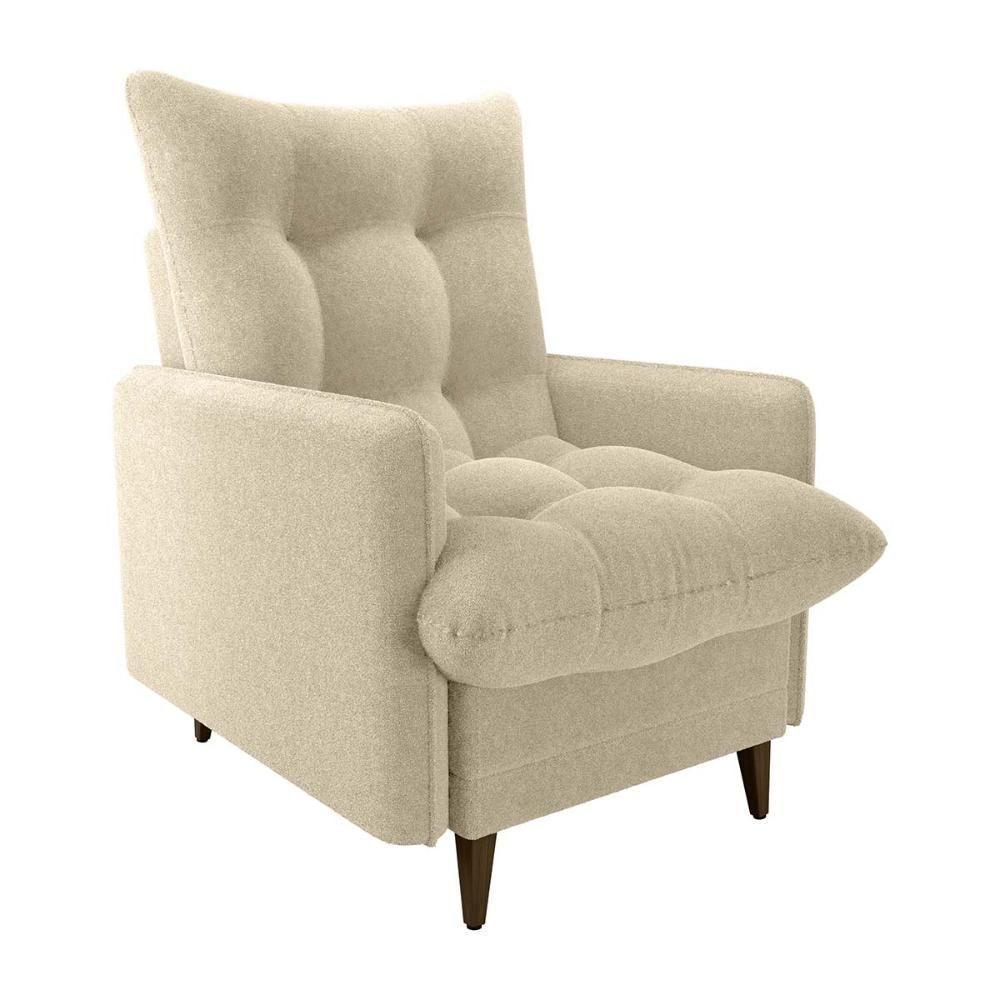 Poltrona De Amamentação Com Puff Montreal Suede Bege Matrix Boucle Bege - 3