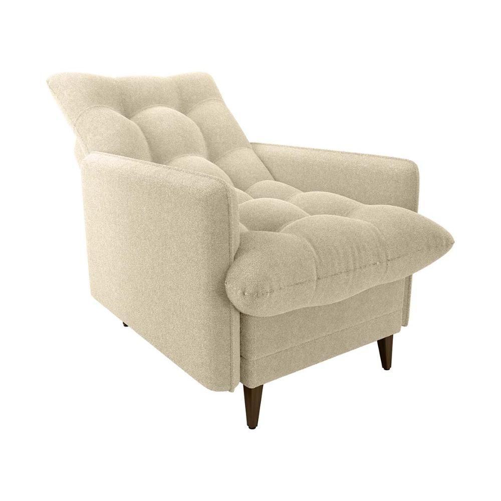 Poltrona De Amamentação Com Puff Montreal Suede Bege Matrix Boucle Bege - 4