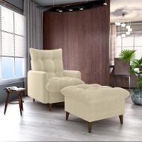 Poltrona De Amamentação Com Puff Montreal Suede Bege Matrix Boucle Bege - 8