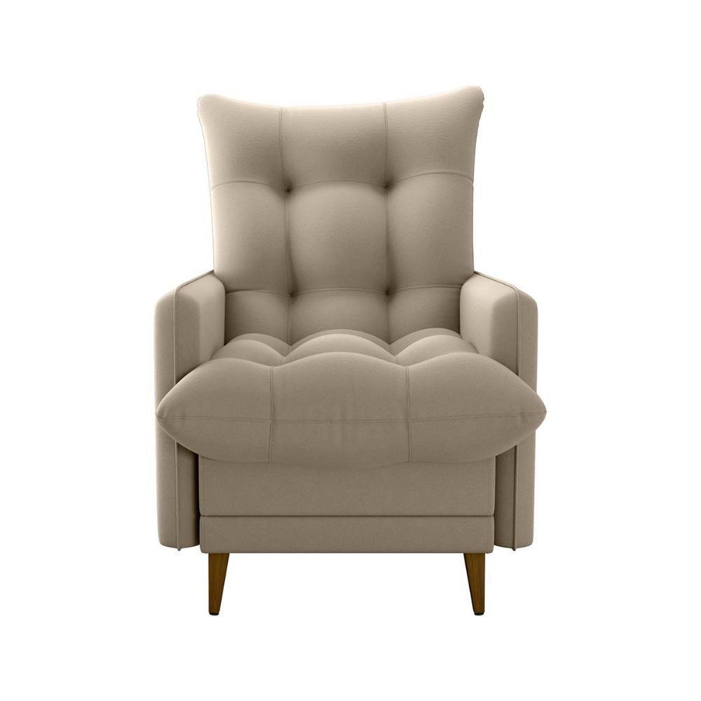 Poltrona De Amamentação Com Puff Montreal Suede Bege Matrix Suede Bege - 5