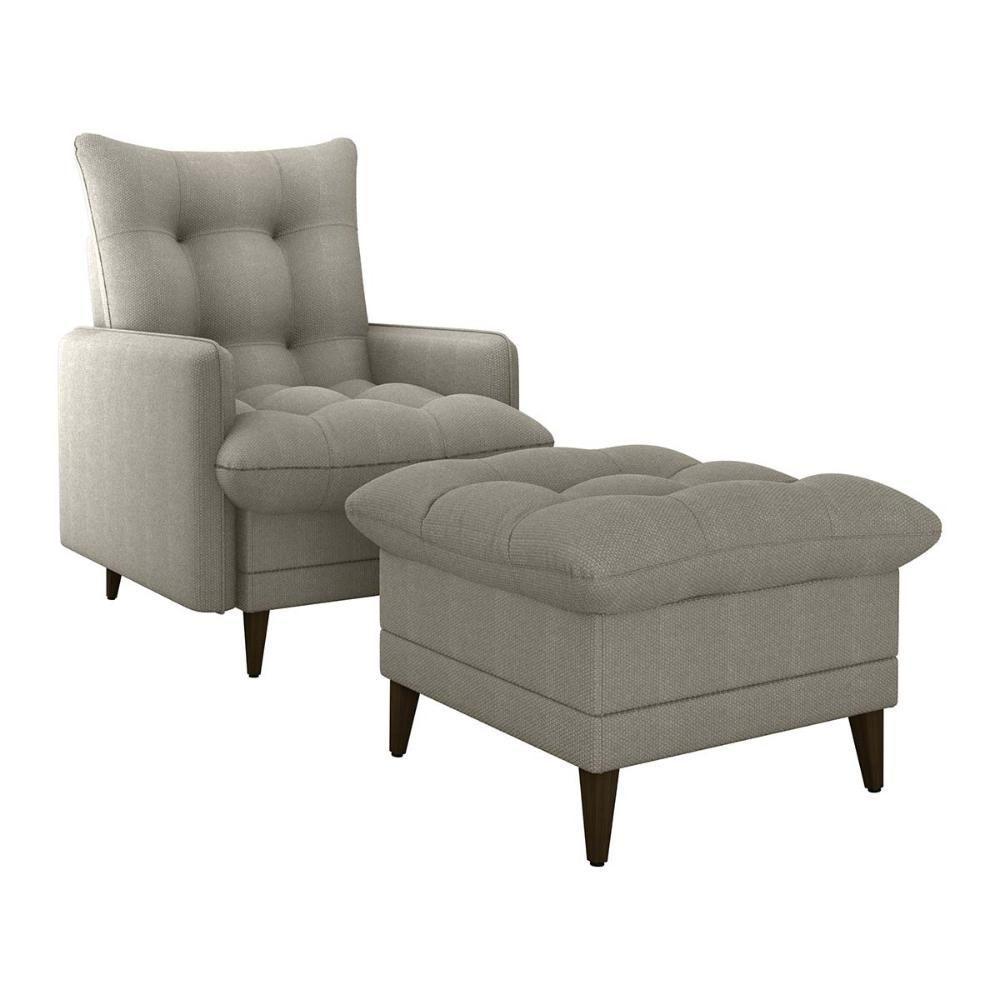 Poltrona De Amamentação Com Puff Montreal Suede Matrix Bege - 1