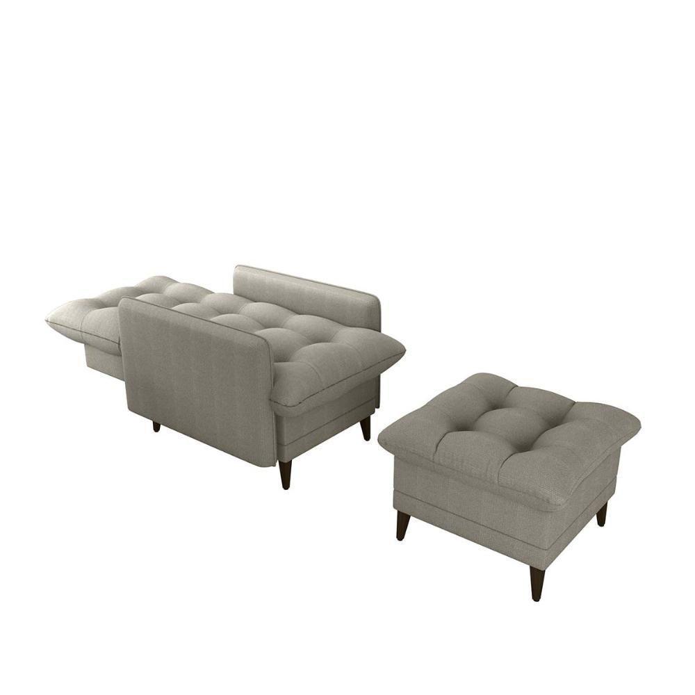 Poltrona De Amamentação Com Puff Montreal Suede Matrix Bege - 6