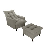 Poltrona De Amamentação Com Puff Montreal Suede Matrix Bege - 5