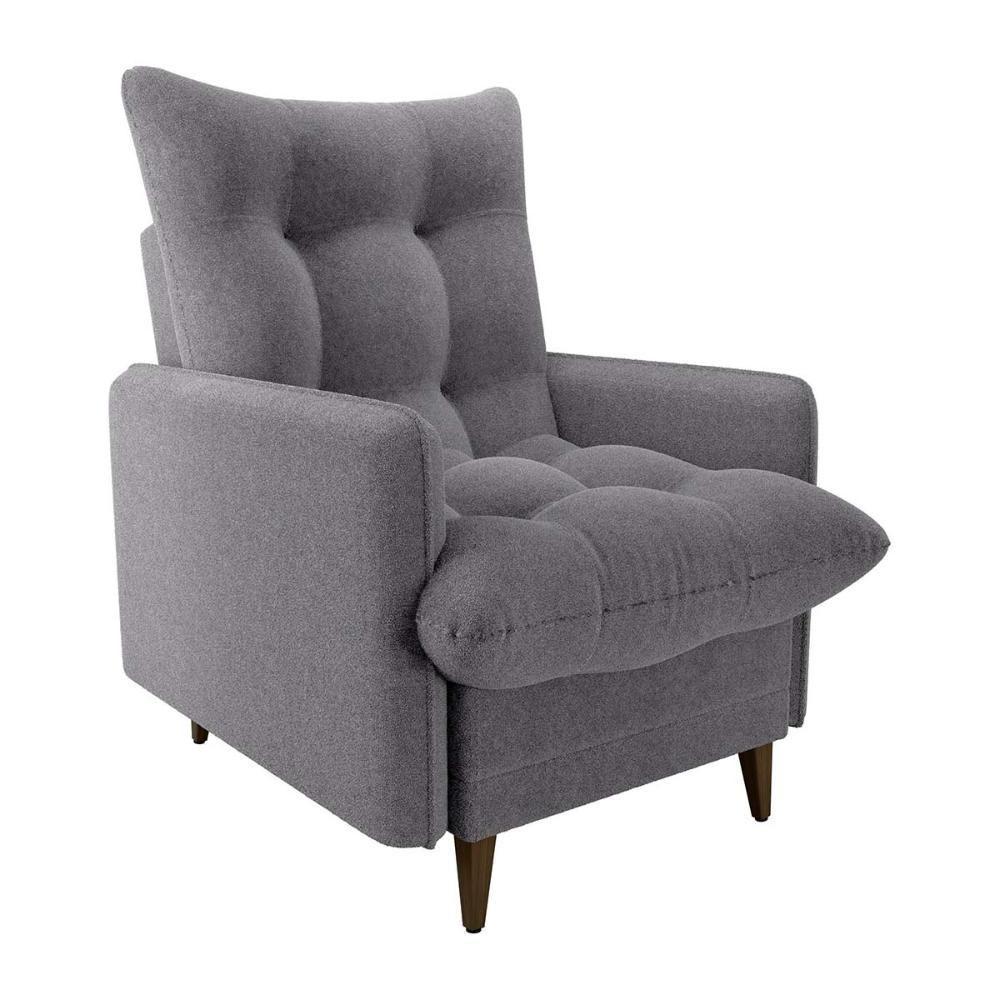 Poltrona De Amamentação Com Puff Montreal Suede Cinza Matrix Boucle Cinza - 2