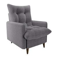 Poltrona De Amamentação Com Puff Montreal Suede Cinza Matrix Boucle Cinza - 2