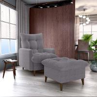 Poltrona De Amamentação Com Puff Montreal Suede Cinza Matrix Boucle Cinza - 8