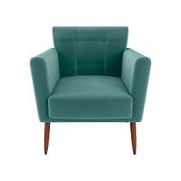 Poltrona Decorativa Confortável Pés Em Madeira Maciça Cancun Sintetico Verde Menta Matrix Veludo Verde Menta - 2