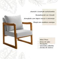 Poltrona Decorativa Com Braço Em Madeira Maciça Alice Veludo Cinza - 3