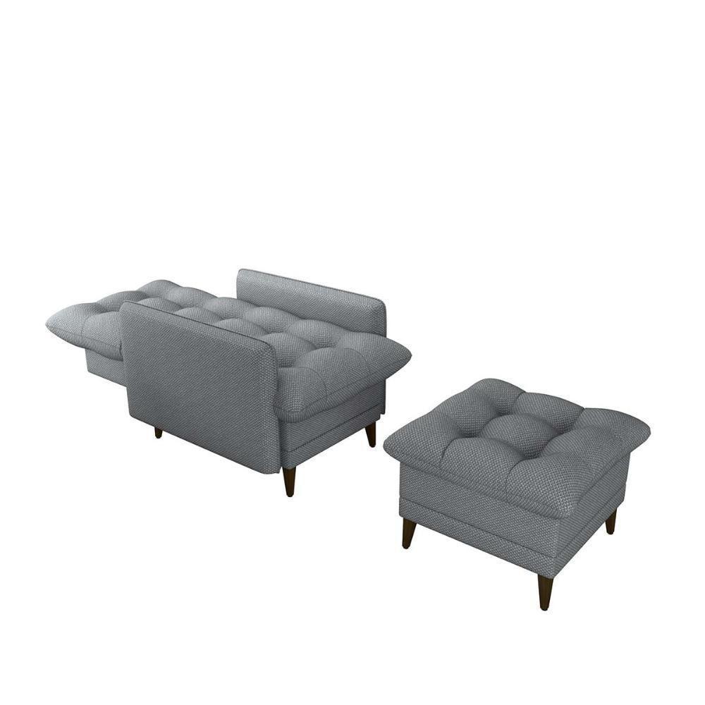 Poltrona De Amamentação Com Puff Montreal Suede Matrix Cinza - 3