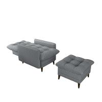 Poltrona De Amamentação Com Puff Montreal Suede Matrix Cinza - 3