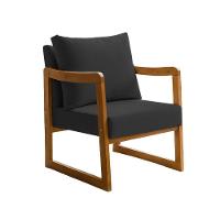 Poltrona Decorativa Com Braço Em Madeira Maciça Alice Veludo Preto - 2