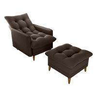 Poltrona De Amamentação Com Puff Montreal Suede Marrom Matrix Suede Marrom - 2