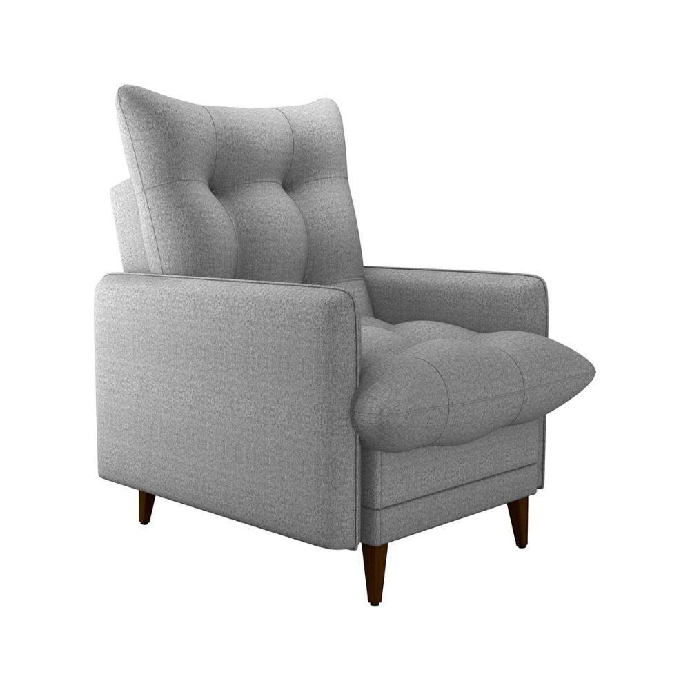 Poltrona De Amamentação Com Puff Montreal Suede Cinza Matrix Linho Milleniun Saturno Cinza - 4