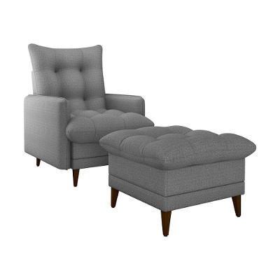 Poltrona De Amamentação Com Puff Montreal Suede Cinza Matrix Linho Milleniun Saturno Cinza