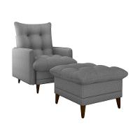 Poltrona De Amamentação Com Puff Montreal Suede Cinza Matrix Linho Milleniun Saturno Cinza - 1