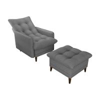 Poltrona De Amamentação Com Puff Montreal Suede Cinza Matrix Linho Milleniun Saturno Cinza - 2