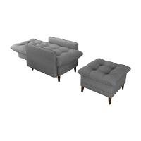 Poltrona De Amamentação Com Puff Montreal Suede Cinza Matrix Linho Milleniun Saturno Cinza - 3