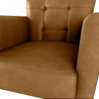 Poltrona Decorativa Confortável Pés Em Madeira Maciça Cancun Sintetico Caramelo Matrix Sintetico Caramelo - 4