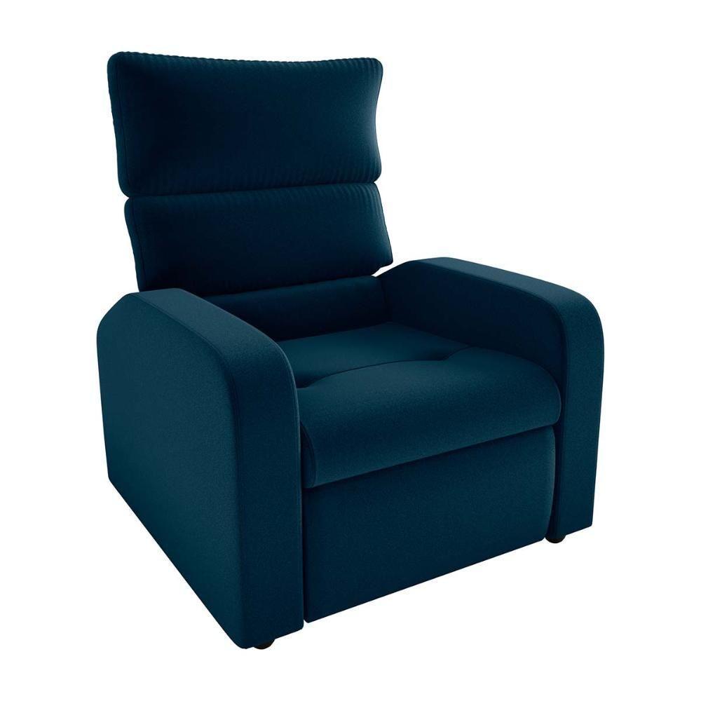 Poltrona Do Papai Reclinável Kwid Veludo Azul Matrix Veludo Azul - 1