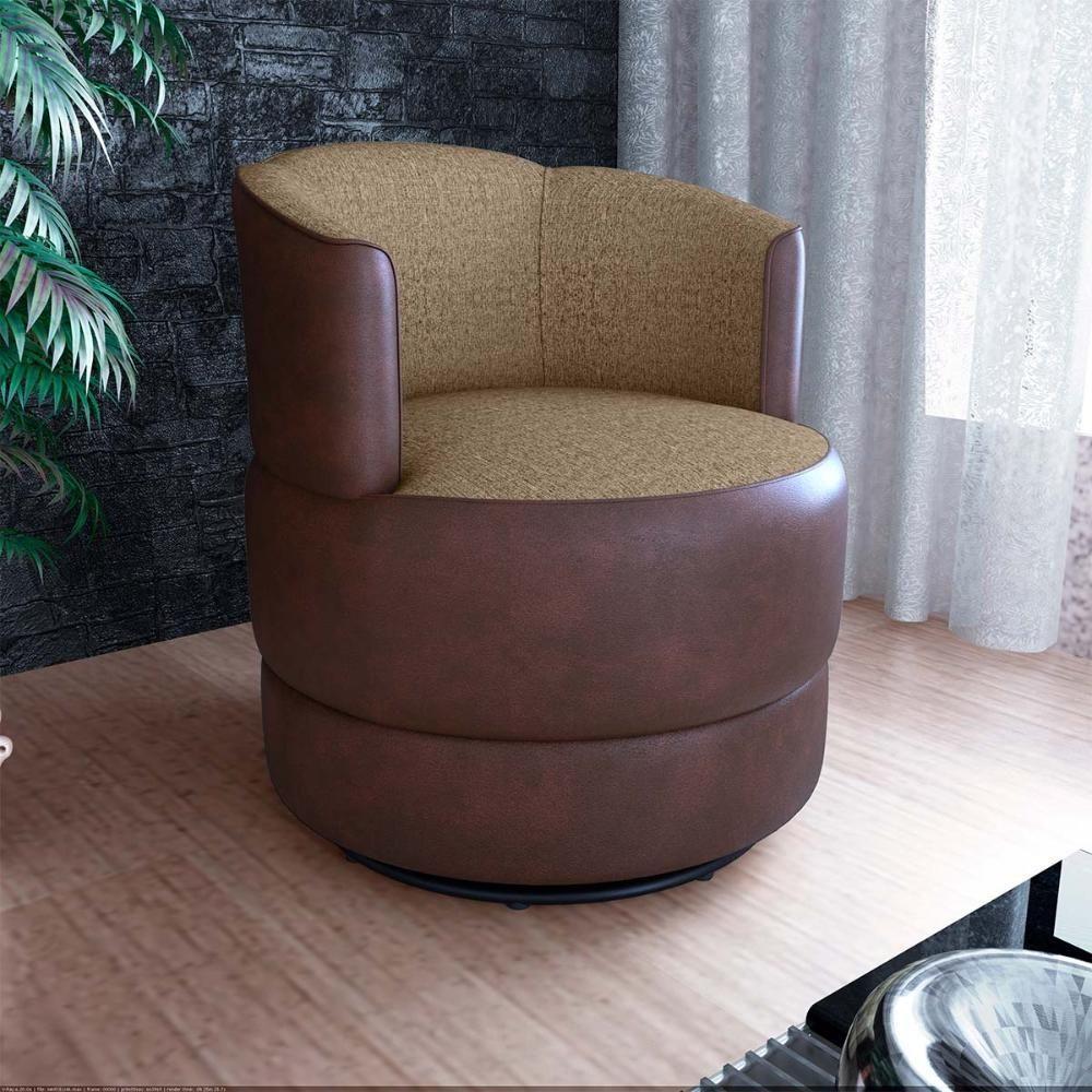 Poltrona Decorativa Giratória Base De Ferro Marselha Areia Matrix Sintetico Rustico Linho Areia - 4