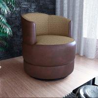 Poltrona Decorativa Giratória Base De Ferro Marselha Areia Matrix Sintetico Rustico Linho Areia - 4