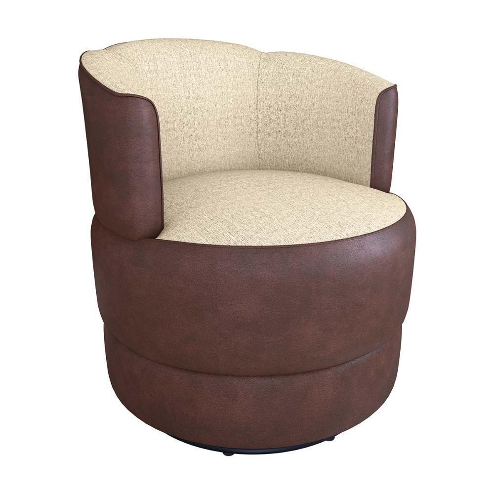 Poltrona Decorativa Giratória Base De Ferro Marselha Boucle Millenium Cinza Matrix Sintetico Rustico Linho Mileniun - 1