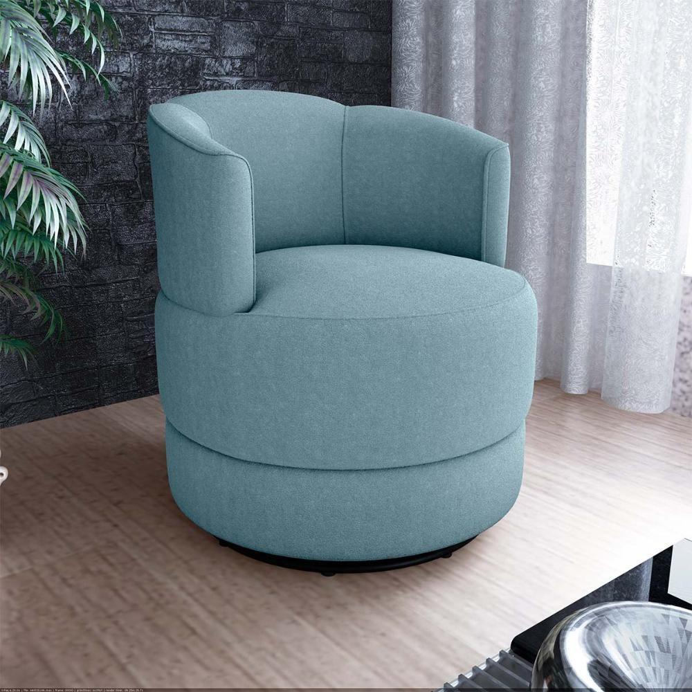 Poltrona Decorativa Giratória Base De Ferro Marselha Boucle Azul Matrix Boucle Azul - 4