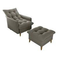 Poltrona De Amamentação Com Puff Montreal Suede Cappucino Matrix Suede Capuccino