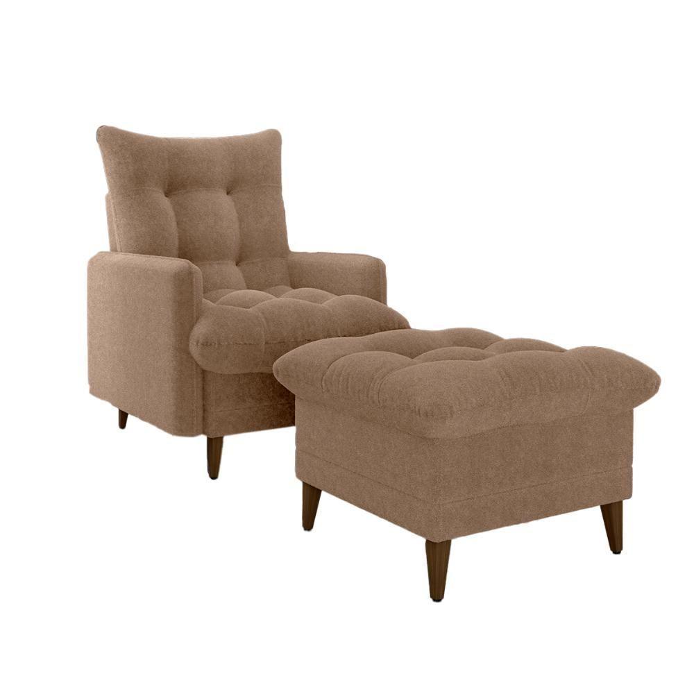 Poltrona De Amamentação Com Puff Montreal Suede Marrom Matrix Boucle Marrom - 1