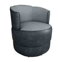 Poltrona Decorativa Giratória Base De Ferro Marselha Prero E Cinza Matrix Sintetico Preto Linho Cinza - 1