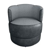 Poltrona Decorativa Giratória Base De Ferro Marselha Prero E Cinza Matrix Sintetico Preto Linho Cinza - 2