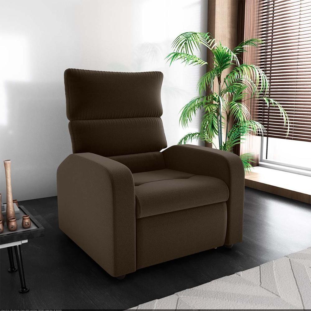 Poltrona Do Papai Reclinável Kwid Veludo Marrom Matrix Veludo Marrom - 2