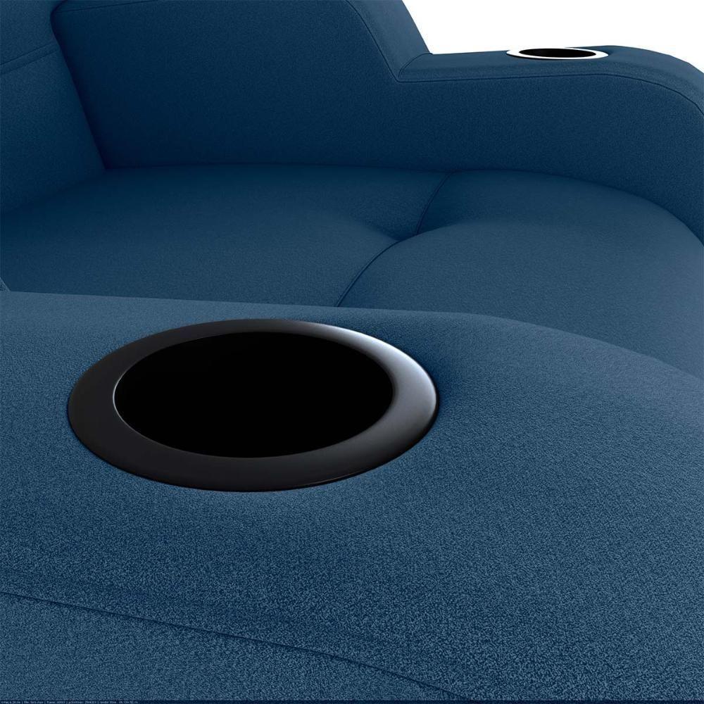 Poltrona Reclinável Do Papaicom Porta Copos Porta Controle Toro Azul Matrix Veludo Azul - 5