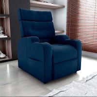 Poltrona Reclinável Do Papaicom Porta Copos Porta Controle Toro Azul Matrix Veludo Azul - 6