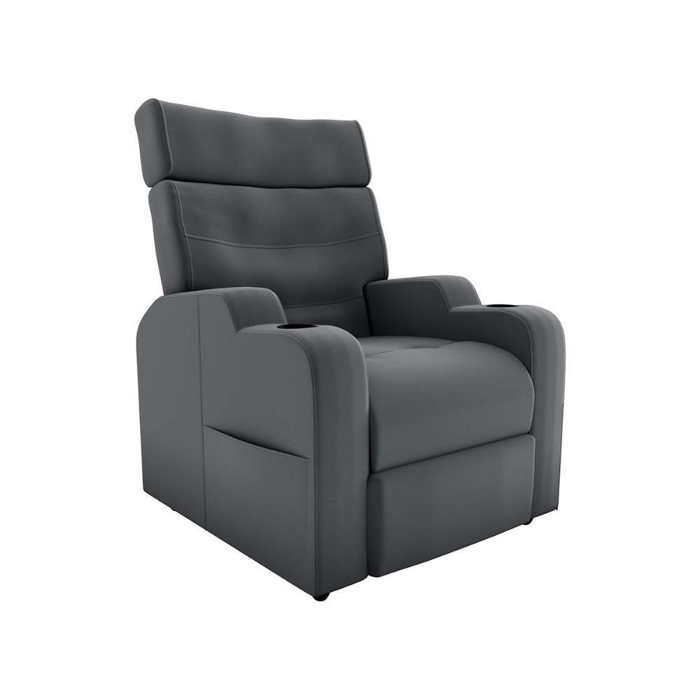Poltrona Reclinável Do Papaicom Porta Copos Porta Controle Toro Cinza Matrix Veludo Cinza - 1