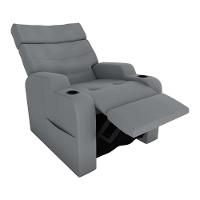 Poltrona Reclinável Do Papaicom Porta Copos Porta Controle Toro Cinza Matrix Veludo Cinza - 3