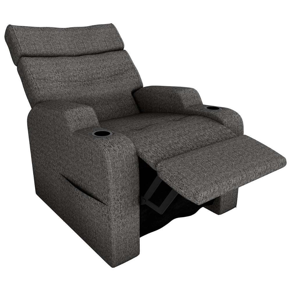 Poltrona Reclinável Do Papaicom Porta Copos Porta Controle Toro Linho Chumbo Matrix Linho Chumbo - 3