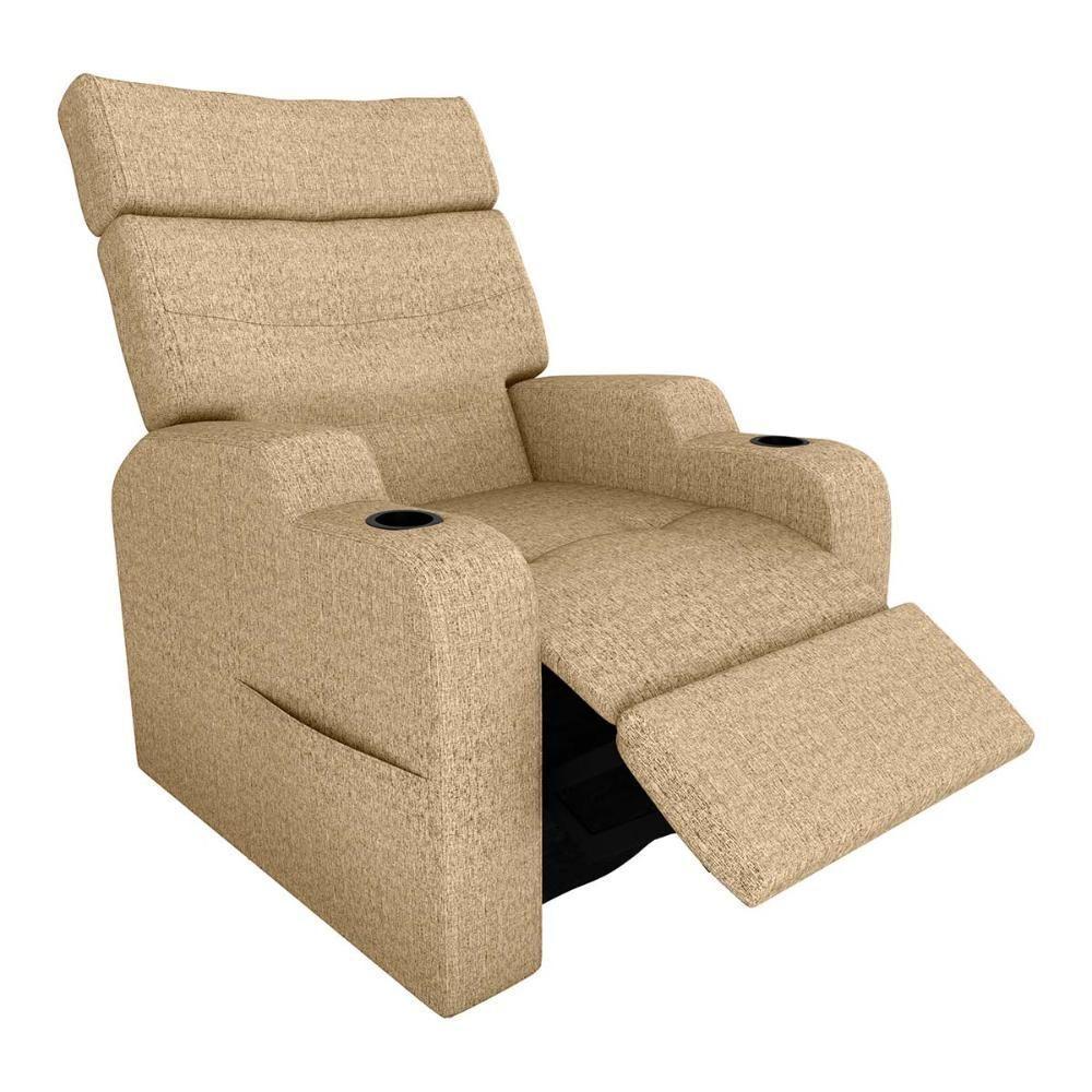 Poltrona Reclinável Do Papaicom Porta Copos Porta Controle Toro Linho Areia Matrix Linho Areia - 2