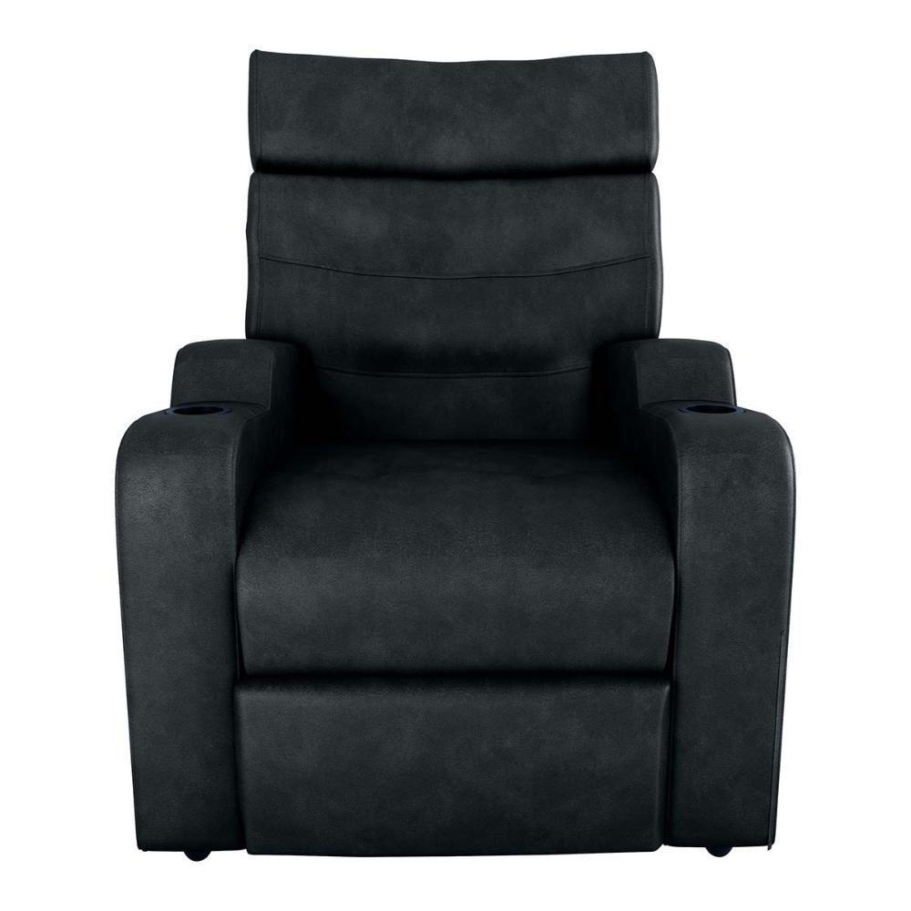 Poltrona Reclinável Do Papaicom Porta Copos Porta Controle Toro Preto Rustico Matrix Sintetico Rustico Preto - 4