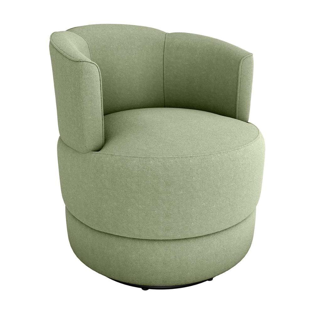 Poltrona Decorativa Giratória Base De Ferro Marselha Boucle Oliva Matrix Boucle Oliva - 1