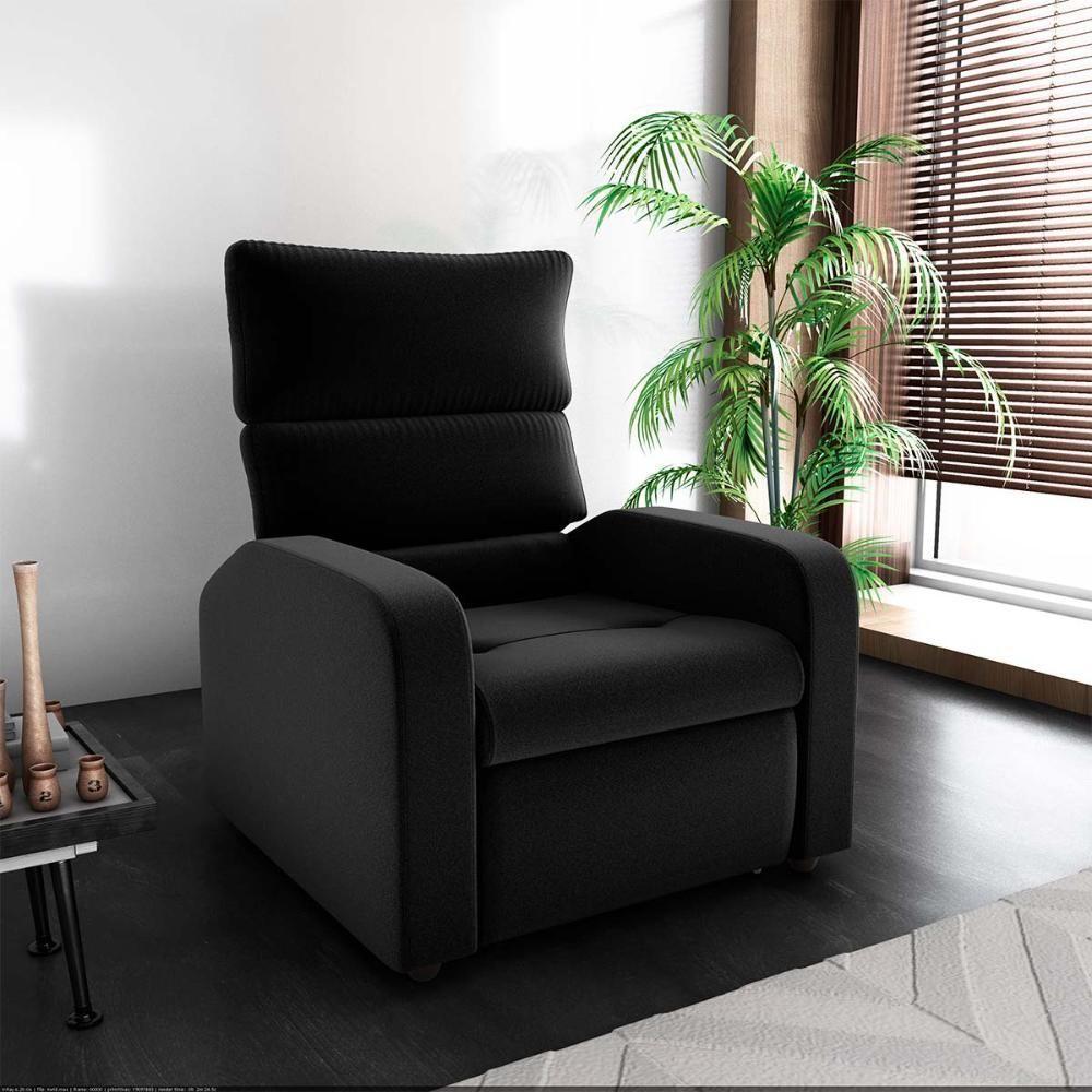 Poltrona Do Papai Reclinável Kwid Veludo Preto Matrix Veludo Preto - 5