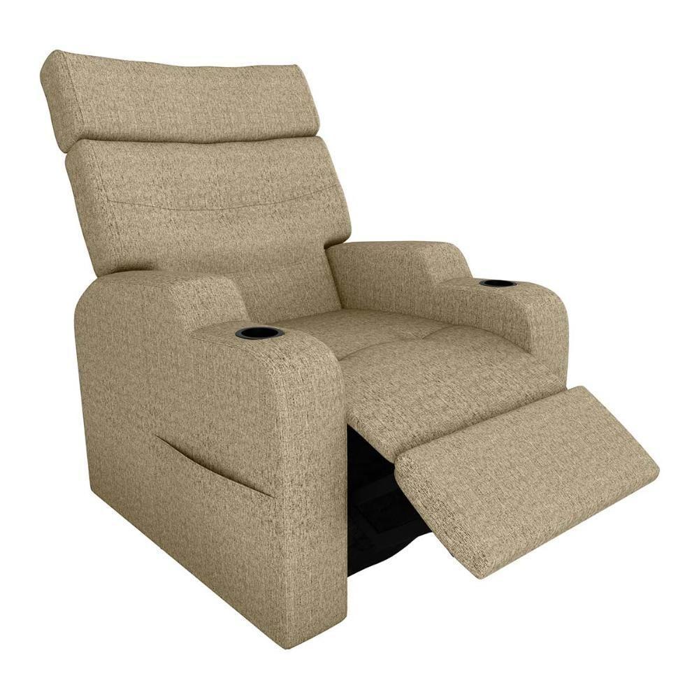 Poltrona Reclinável Do Papaicom Porta Copos Porta Controle Toro Linho Bege Matrix Linho Bege - 2