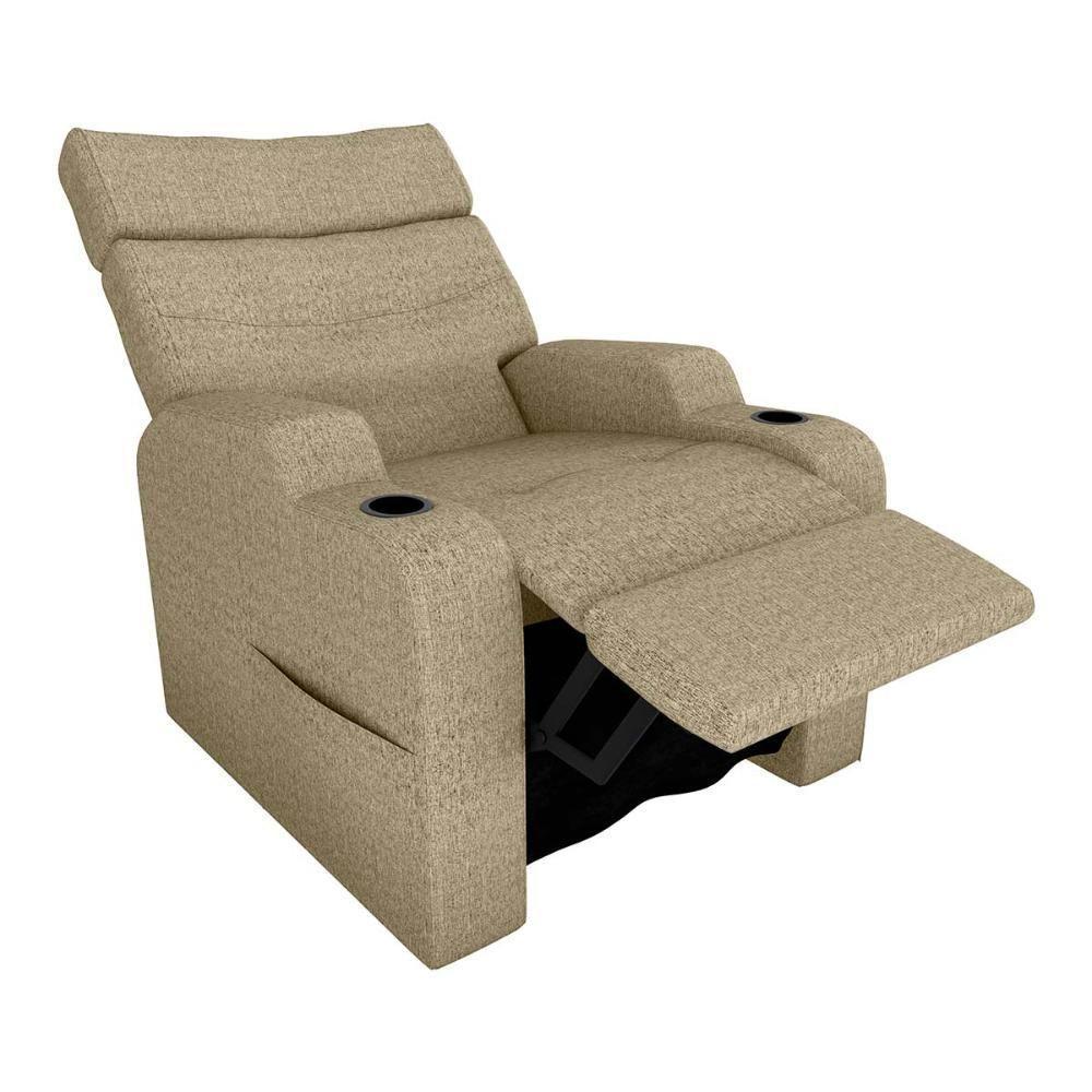 Poltrona Reclinável Do Papaicom Porta Copos Porta Controle Toro Linho Bege Matrix Linho Bege - 3