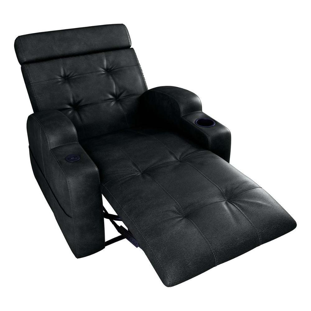 Poltrona Reclinável Do Papai Automática Com Usb E Porta Copos Cherokee Sintetico Preto Matrix Sintetico Rustico Preto - 2