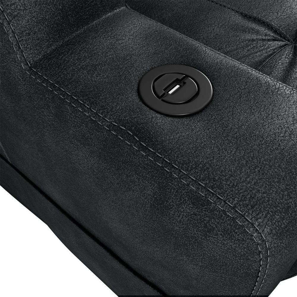 Poltrona Reclinável Do Papai Automática Com Usb E Porta Copos Cherokee Sintetico Preto Matrix Sintetico Rustico Preto - 3