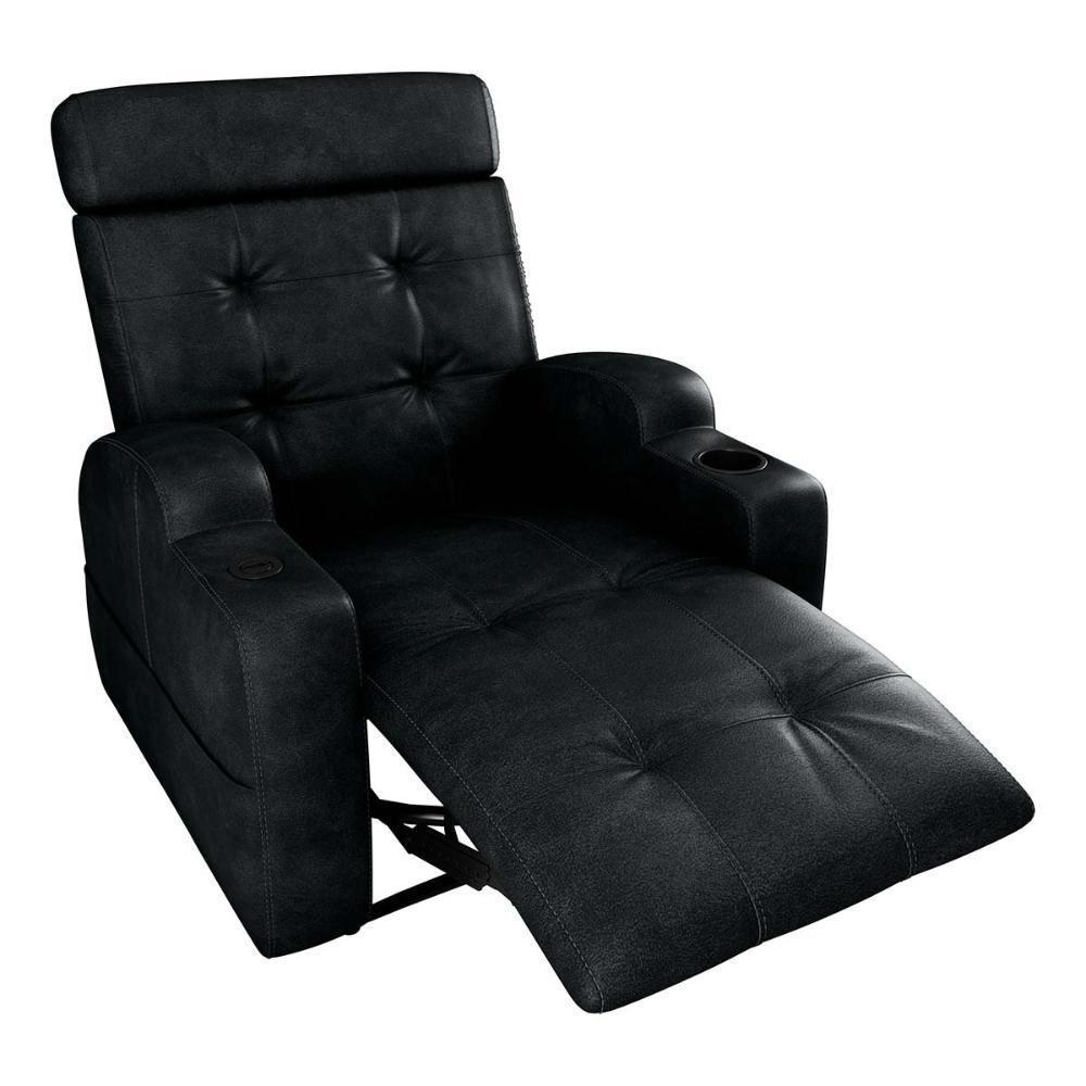 Poltrona Reclinável Do Papai Automática Com Usb E Porta Copos Cherokee Sintetico Preto Matrix Sintetico Rustico Preto - 6